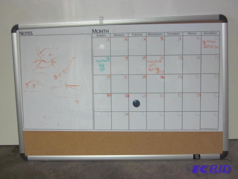 lot 137 image: Dry erase organizing calendar with cork board...