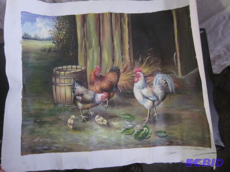 lot 29 image: Original oil on canvas artwork that is unfram...