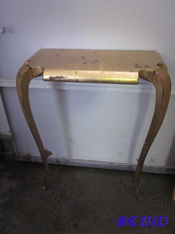 lot 32 image: Wooden gold gilded two leg hall table.   ...
