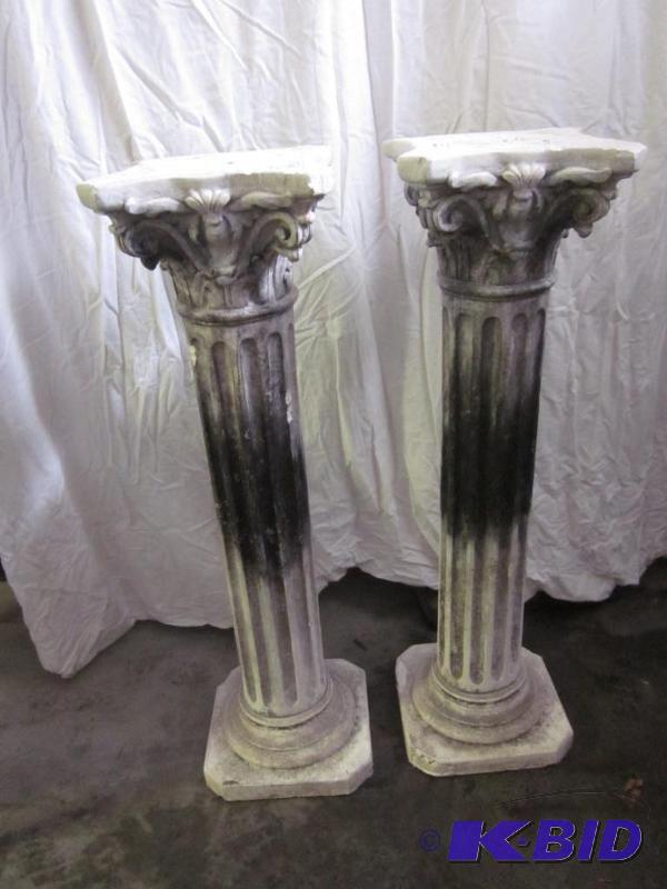 lot 4 image: Pair of 4 foot decorative plaster pillars, 39...
