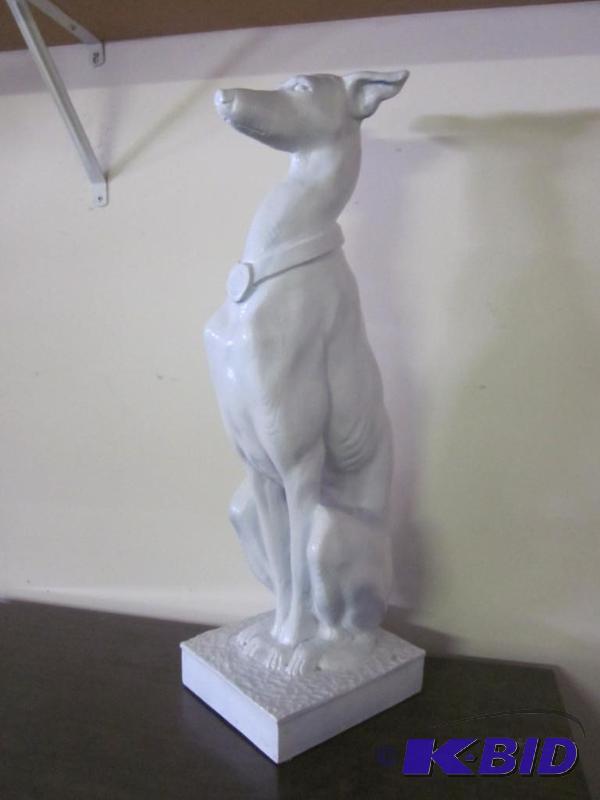 lot 45 image: 32" decorative plaster Doberman Pincher ...