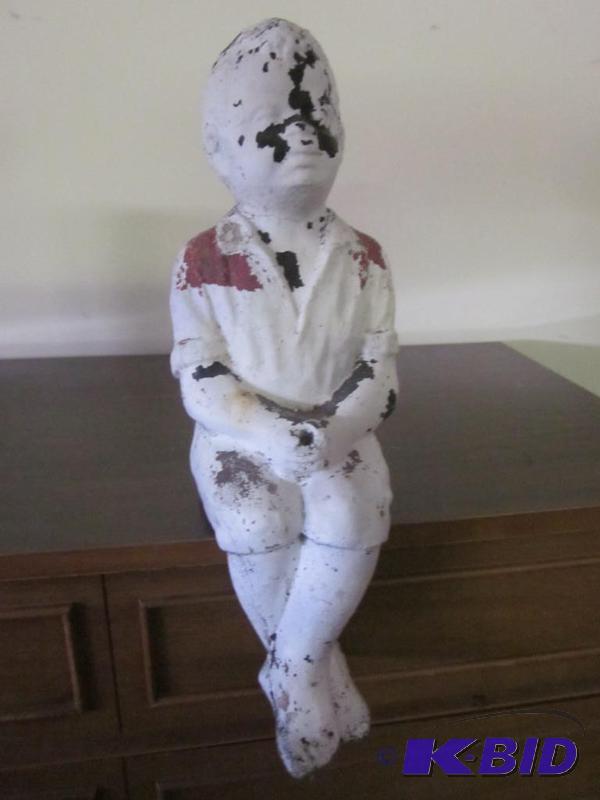 lot 51 image: Vintage cement Boy Fishing statue, approximat...