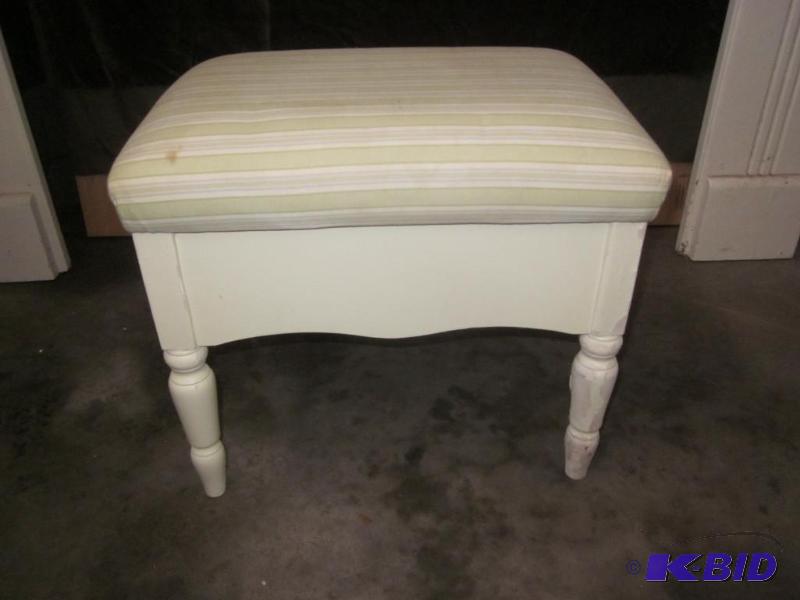 lot 60 image: Small Shabby wood stool with storage.   ...
