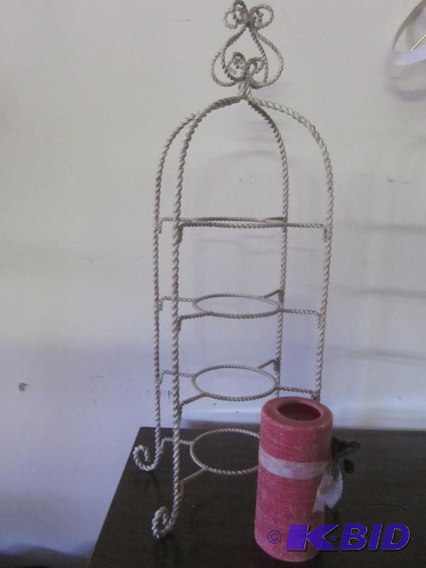 lot 65 image: Decorative metal plate server and candle.&nbs...