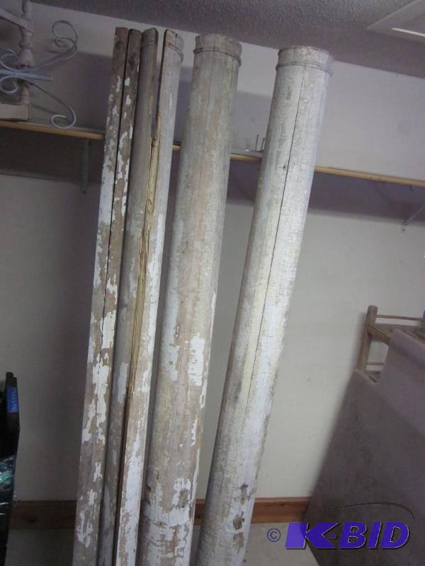 lot 8 image: Pair of vintage 93.5 inches tall wooden pilla...