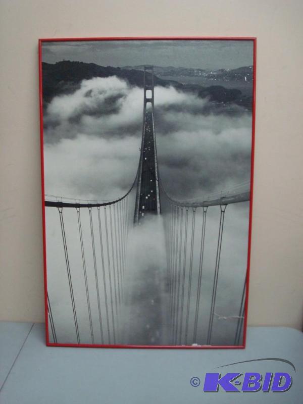Framed Golden Gate Bridge Picture, Shows Wear...