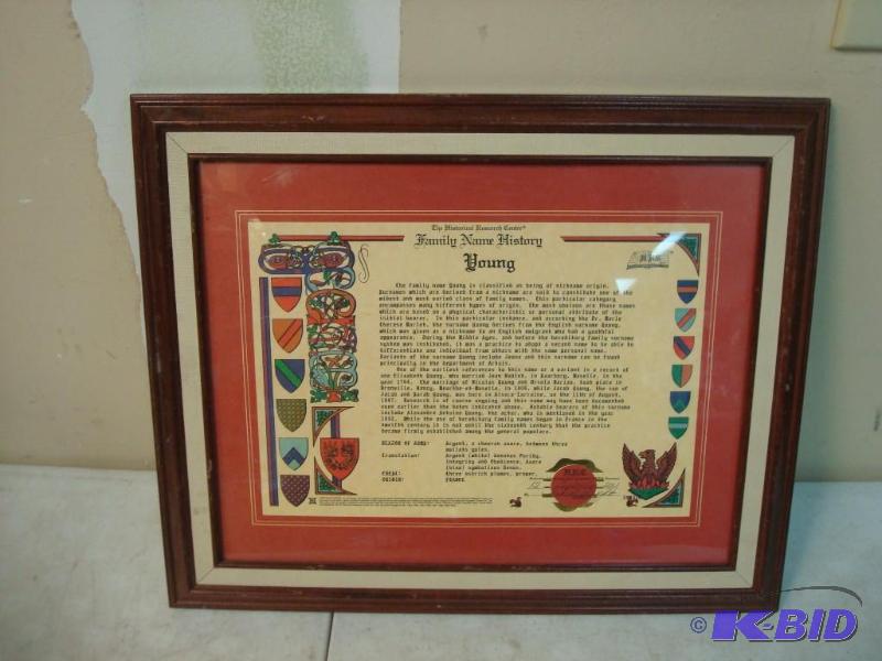 Framed Family Name History, YOUNG...