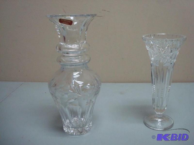 Pair Of Crystal Vases, One Is Gorham...