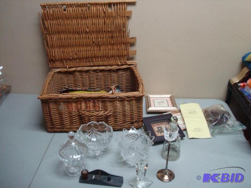 Basket With Some Items, Some Crystal Glass, W...
