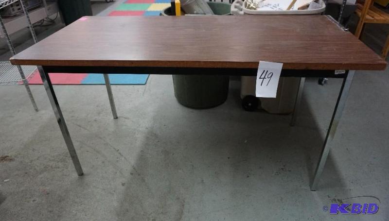 Metal Framed Utility Table With Wood Top 5 i...