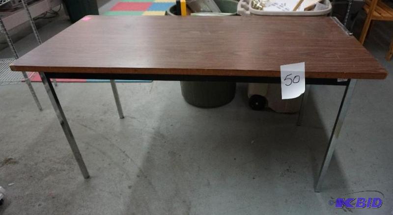 Metal Framed Utility Table With Wood Top 5 i...