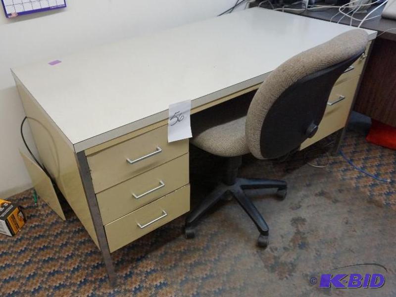 Office Desk and Chair Set With Metal 6 Drawer...