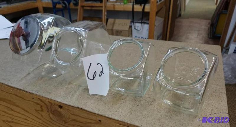 Lot of - 4 Glass Candy Storage Display Jars I...
