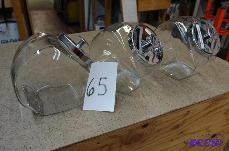 Lot of - 3 Glass Candy Storage Display Jars W...