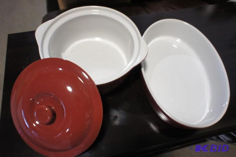 New 3pc Ceramic Ovenware Set - Red in Color -...