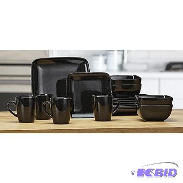 New Alcove 16pc Dinnerware Set - Black in Col...