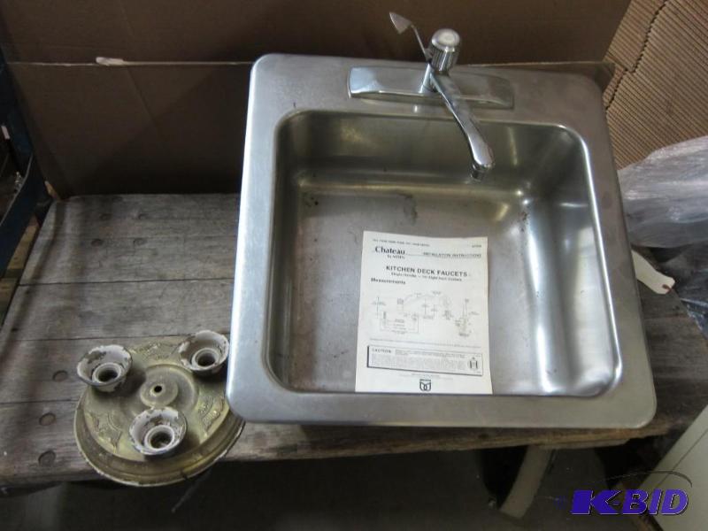 Stainless Steel Sink and Vintage Light Fixture