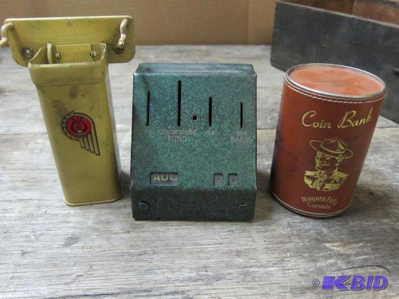 Vintage Coin Counter, Coin Bank, and Doorbell