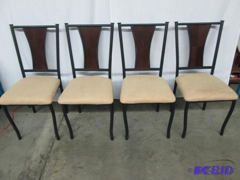 lot 25 image: Metal Frame Dining Chairs