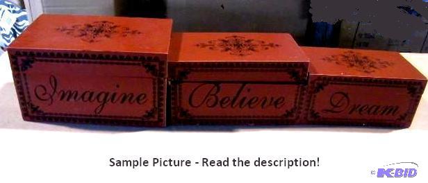 lot 120 image: Imagine, Dream, Believe Wooden Stackable Box ...