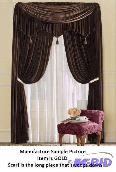 lot 137 image: Woven Velvet Scarf - Gold -&nbspWoven polyes...