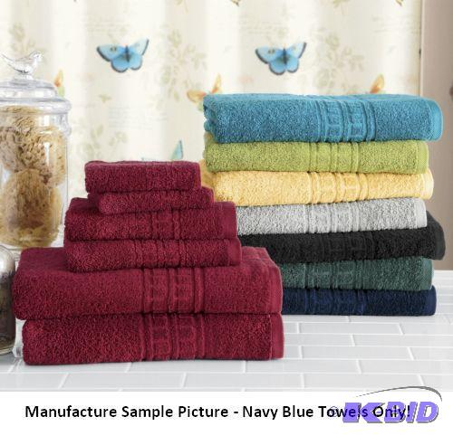 lot 142 image: Six Piece Classic Cotton Navy Blue Towel Set ...