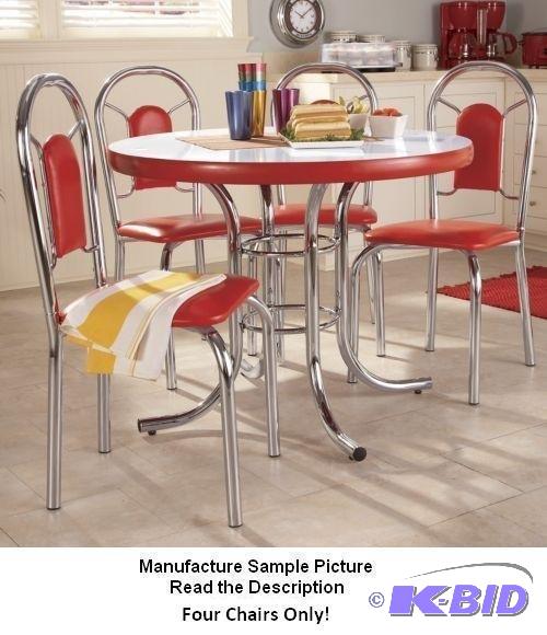 lot 184 image: Four Retro Dining Chairs - Red - Chairs Only...