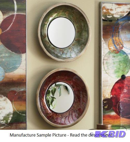 lot 65 image: Set of 2 Lacquered Bowl Mirrors -&nbspMottle...