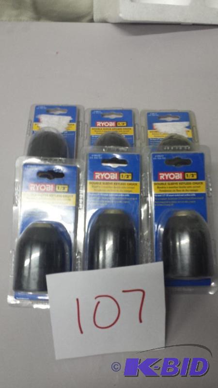 lot 107 image: Lot of Ryobi 12 Double Sleeve Keyless Chuck