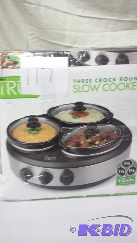 lot 117 image: 3 Crock Round Slow Cooker