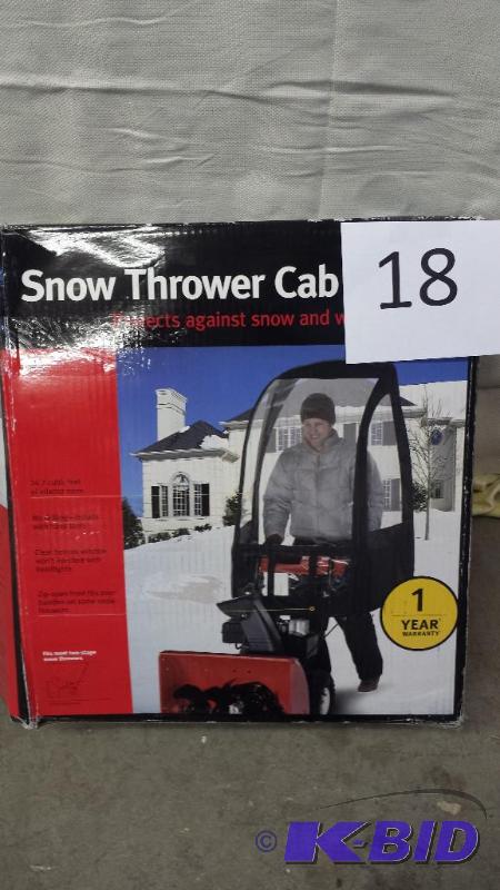 lot 18 image: Snow Thrower Cab 24.7 Cubic Feet of Interior room