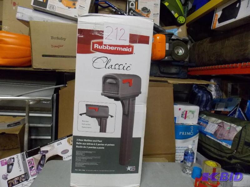 lot 212 image: Rubbermaid Clasic 2 door mailbox and Posts