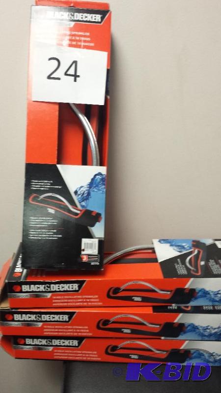 lot 24 image: Lot of 4 Black and Decker 18 hole oscillating sprinkler
