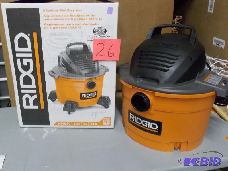 lot 26 image: Ridgid 6 Gal Wet and Dry Used - Tested works