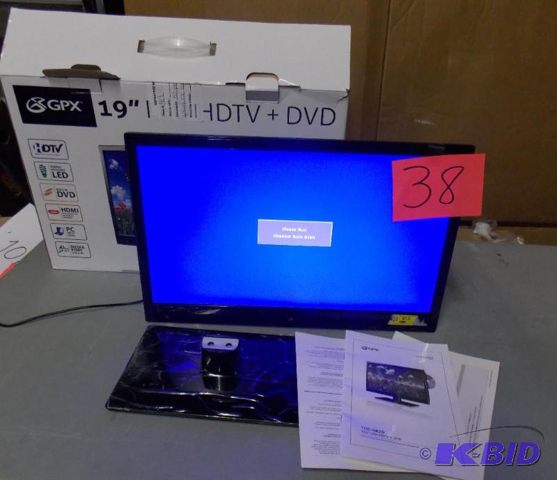 lot 38 image: GPX 19 HDTV LED TV - TV works great DVD does not work