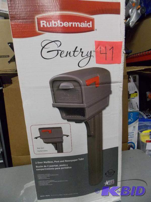 lot 41 image: Rubbermaid Gentry 2 door mailbox Post and Newspaper Tube