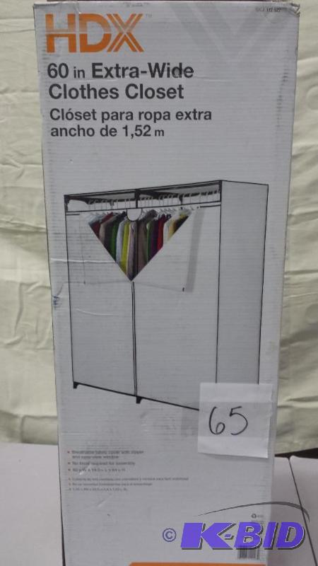 lot 65 image: HDX 60 in Extra Wide Closet New