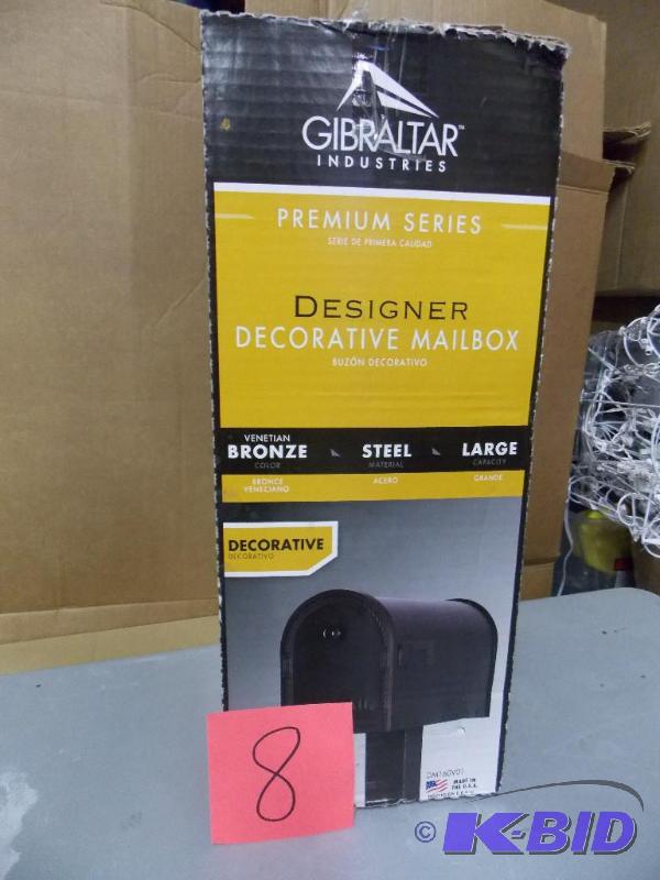 lot 8 image: Gibraltar Designer Decorative Mailbox Bronze Steel Large New in Box