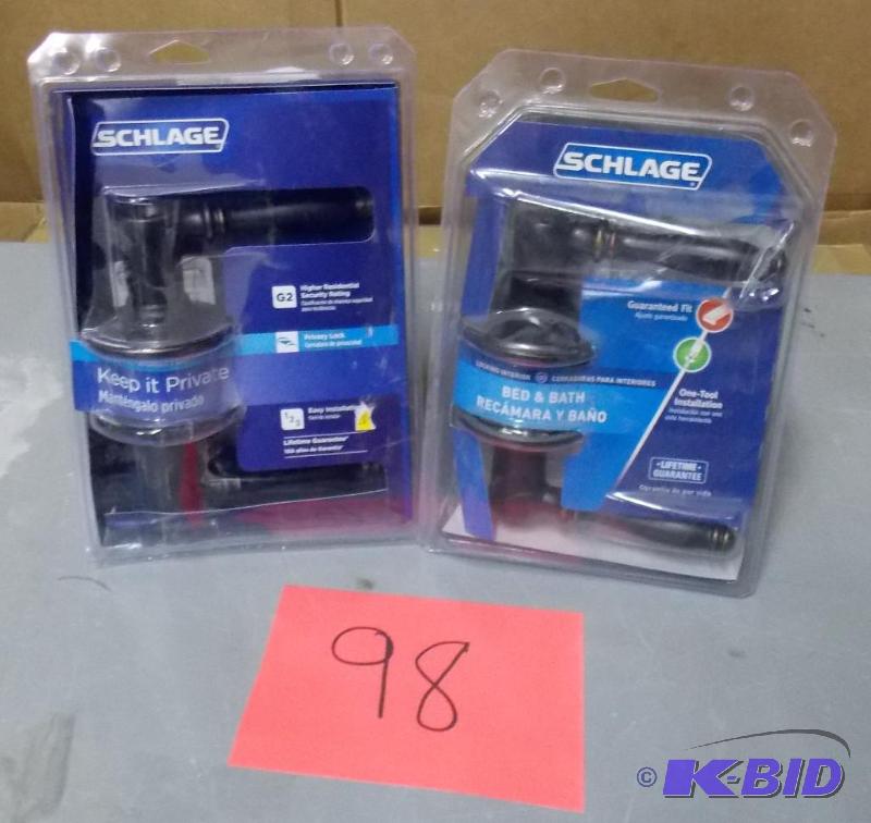 lot 98 image: Lot of 2 Schilage Door Handles NEW
