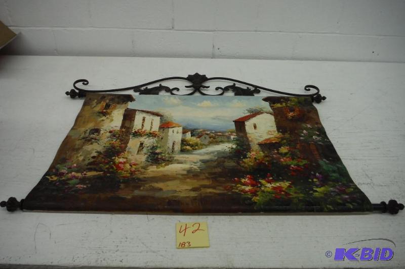 Canvas Painting with decorative hanging brackets