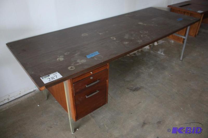 Office Desk wRollout Drawers and Slide-Out Writing Tablet Wooden & Metal Frame.