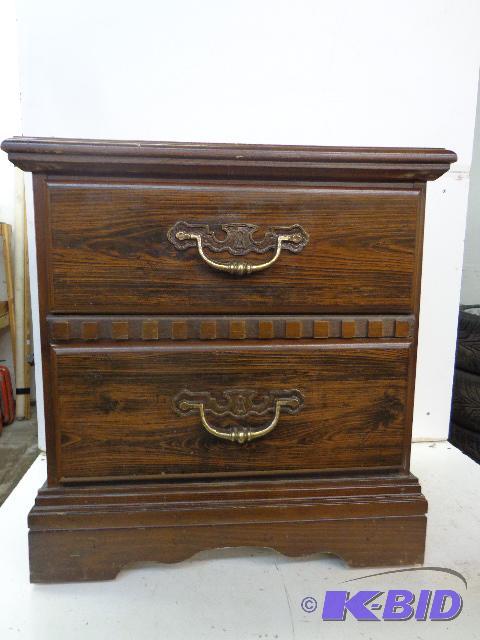 lot 102 image: Dresser   Dark Wood  2 Drawer  22" T x 2...