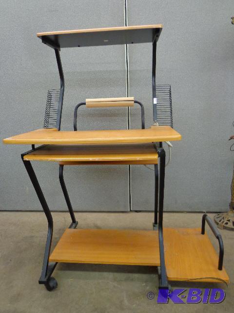 lot 122 image: Keyboard Desk   Pull out Shelf  Unit on Wheel...