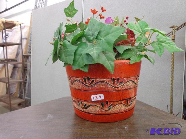 lot 134 image: Clay PotPlanter   12" Tall   Fake ...
