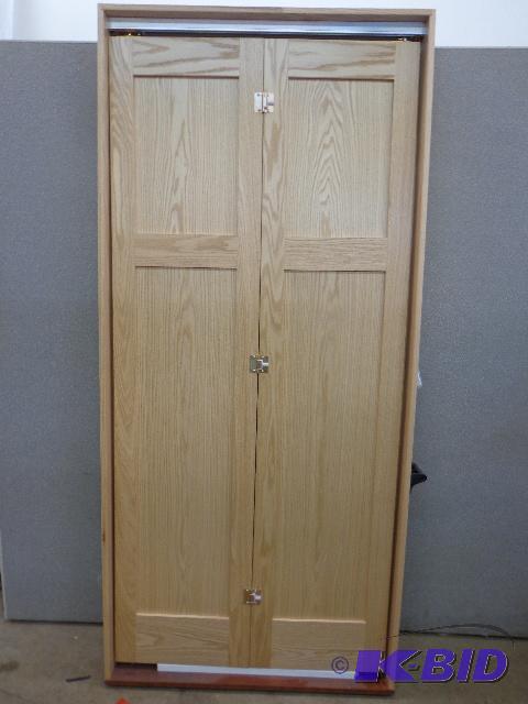 lot 5 image: Bi-Fold Oak Doors   Unfinished  Door Jams  Ha...