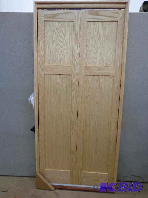 lot 6 image: Bi-Fold Oak Doors   Unfinished  Door Jams  Ha...