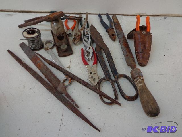 lot 72 image: Various Tools   Pliers  Files  Planer  Tin Sn...