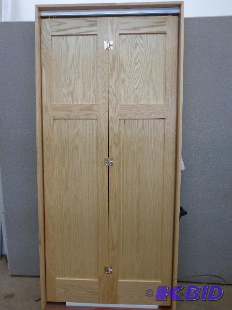 lot 8 image: Bi-Fold Oak Doors   Unfinished  Door Jams  Ha...