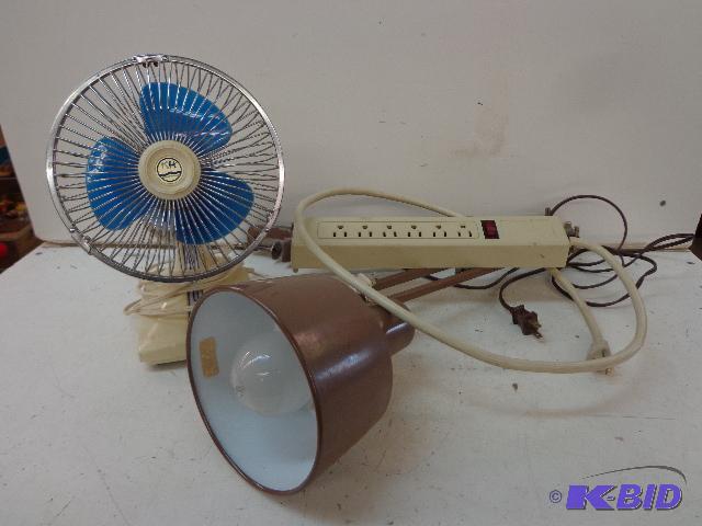 lot 82 image: Folding Desk Clamp Lamp   Fan - 10" Tall...