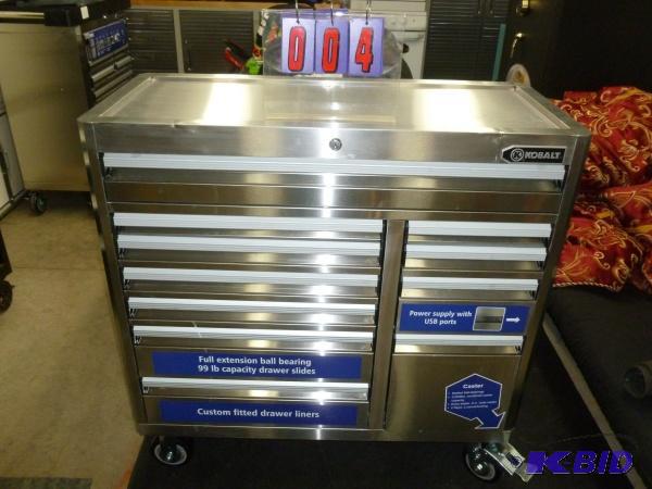 lot 4 image: Kobalt stainless roller cabinet. 11 drawers w...